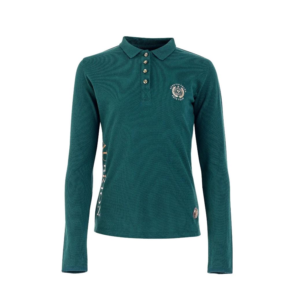 Shires Aubrion Team Ladies Long Sleeve Polo Shirt (Green)