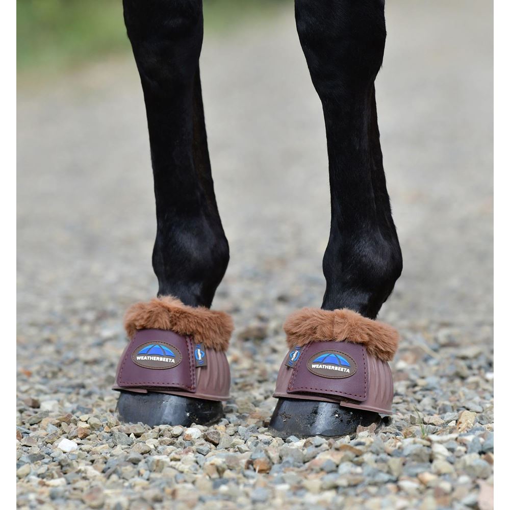 Weatherbeeta Tough-Tec Prime Fleece Trim Rubber Bell Boots (Brown)
