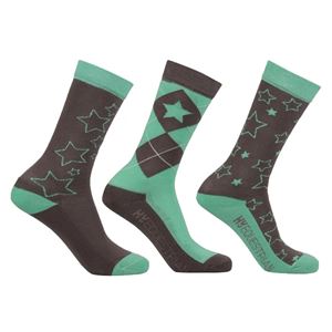 Hy Equestrian Stella Children's Socks - 3 pack (Charcoal/Mint)