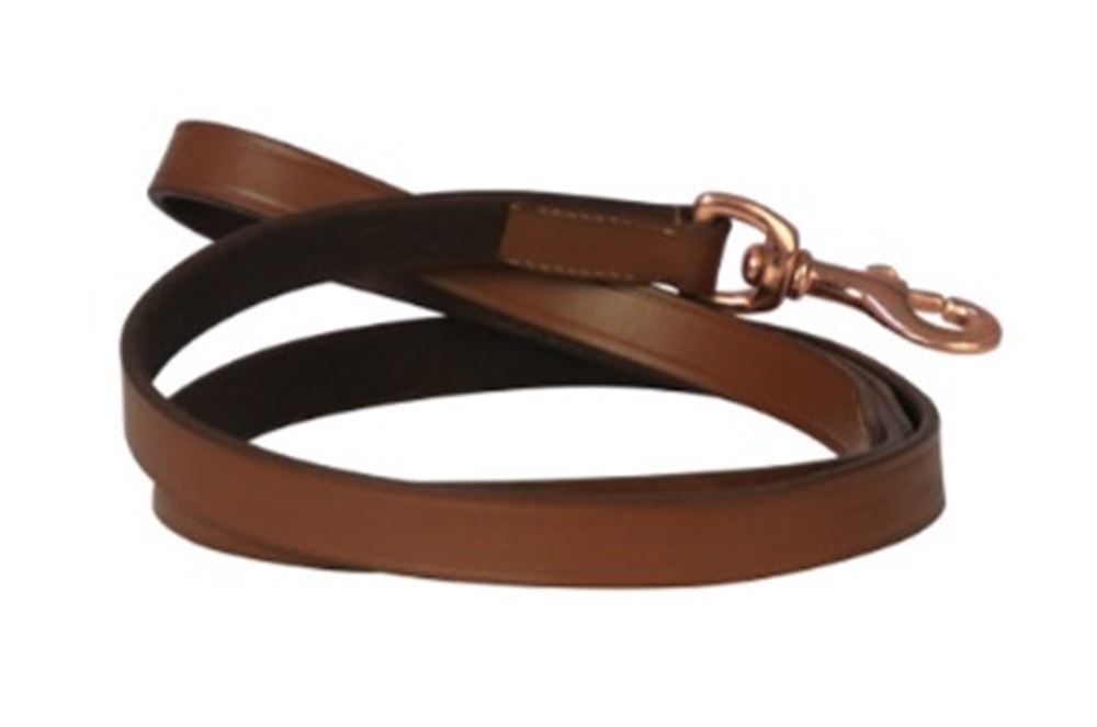 Benji & Flo Deluxe Padded Leather Dog Lead (Tan/Rose Gold)