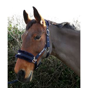 HYCONIC by Hy Equestrian Faux Fur Head Collar & Lead Rope (Navy)
