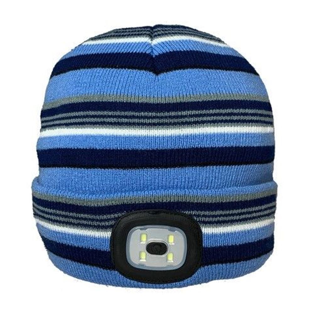 Vision LED Lights Unisex Beanie Hat Kids Blue/ Grey