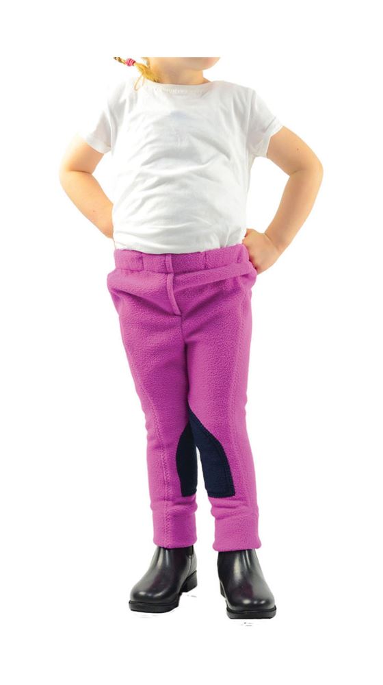 Hy Equestrian Fleece Tots Jodhpurs (Pink/Grey)