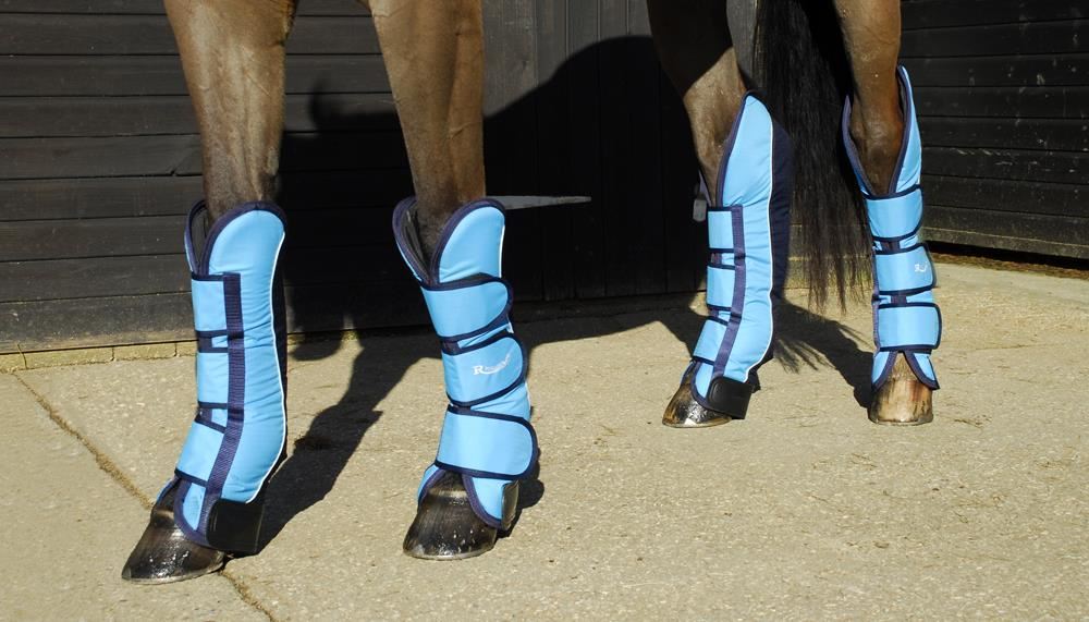 Rhinegold Elite Full Length Travel Boots - Set Of 4 (Turquoise/Navy)