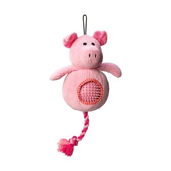 House of Paws Cord Dog Toy with Spiky Ball (Pig)