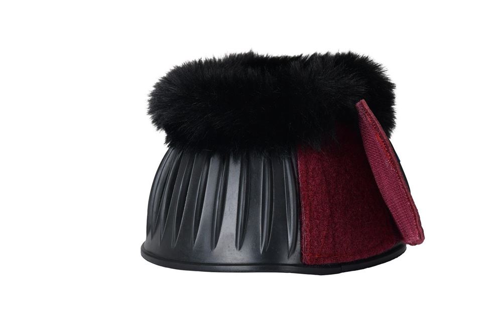 Weatherbeeta Tough-Tec Prime Fleece Trim Rubber Bell Boots (Black/Burgundy)