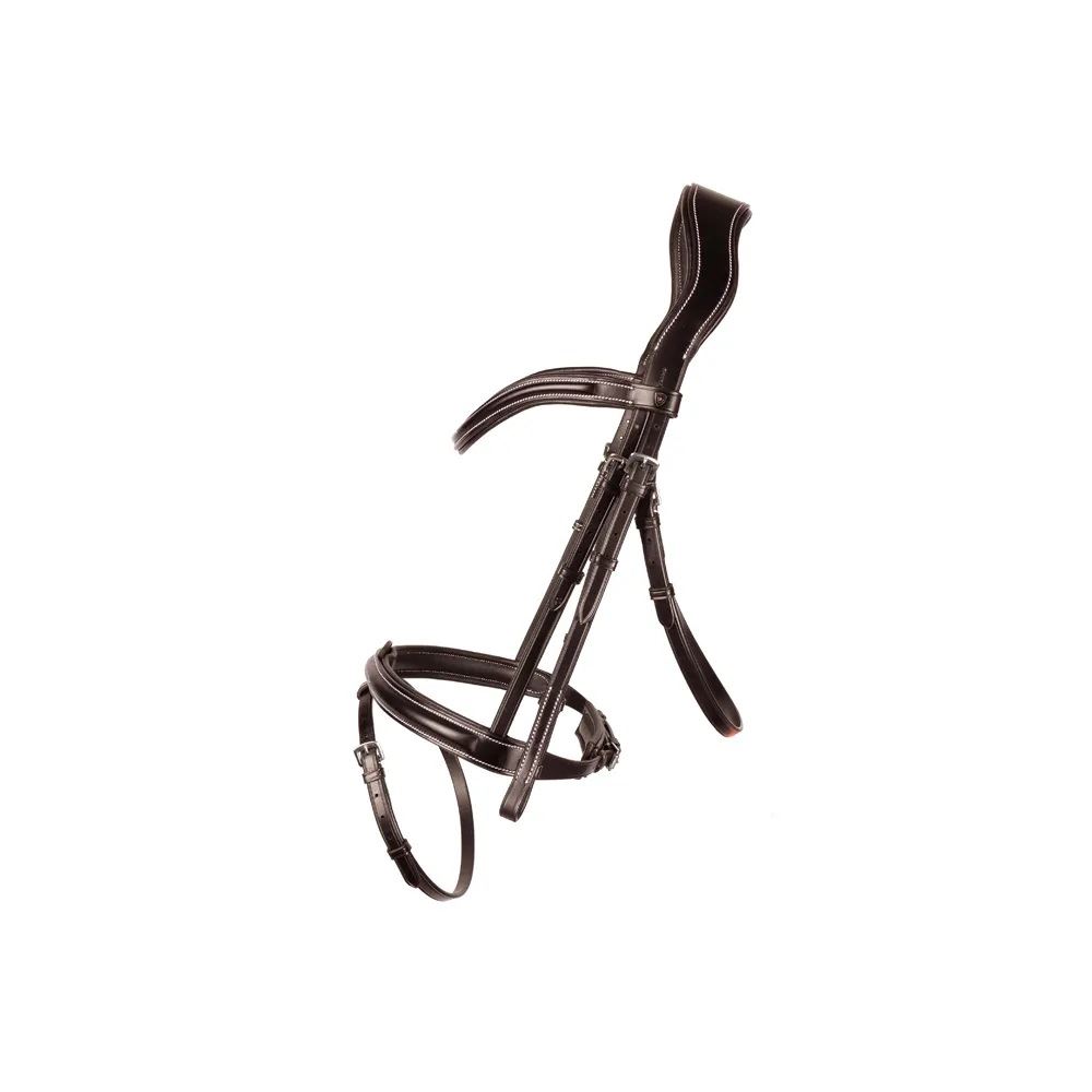 ProPresicce Pelle Raised Flash Leather Bridle by Hy Equestrian (Brown/ Silver Hardware)