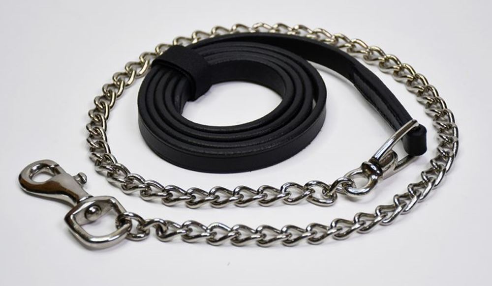 Rhinegold Leather Lead And Chain (Black)