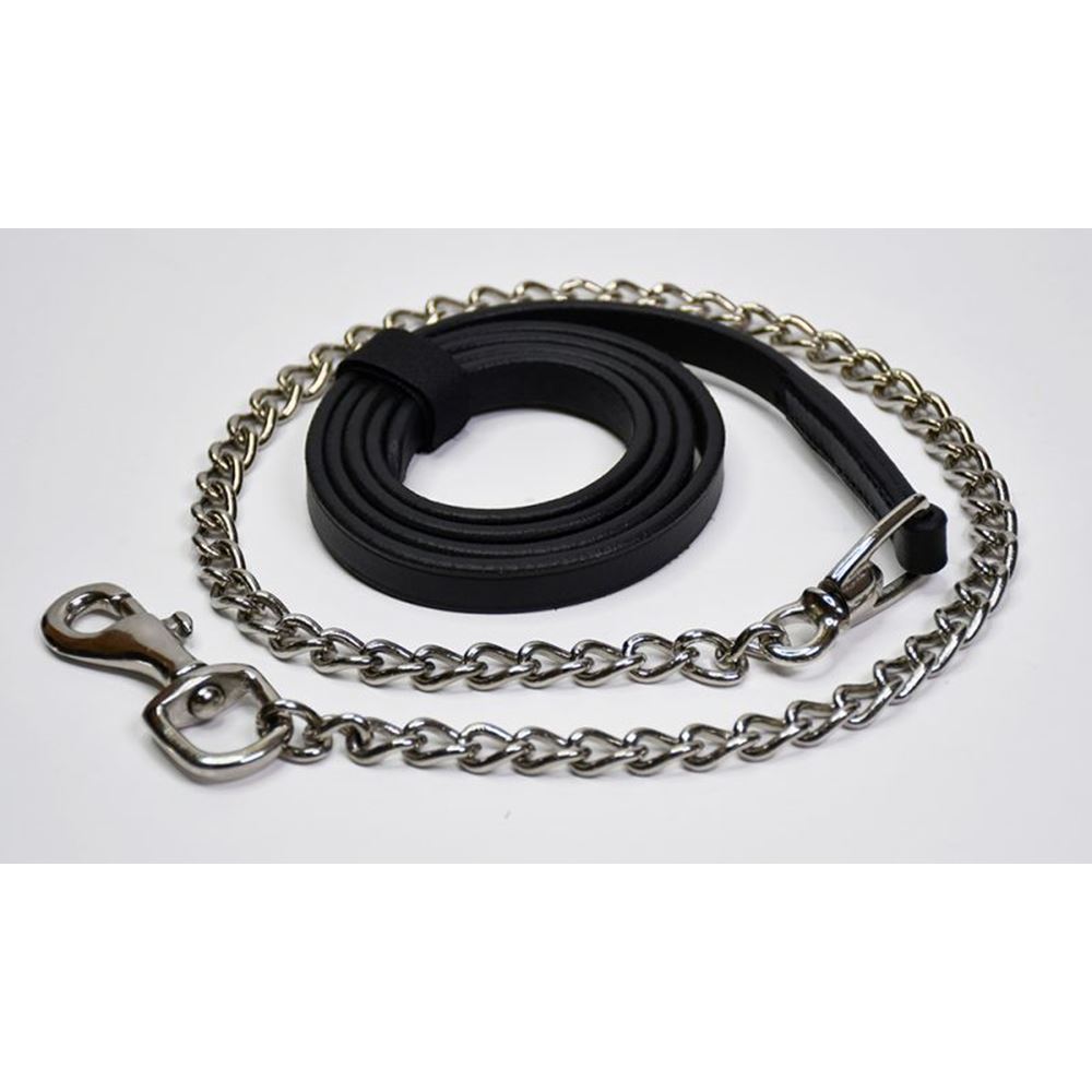 Rhinegold Leather Lead And Chain (Black)