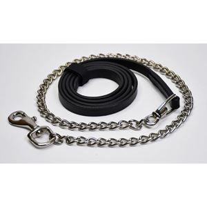 Rhinegold Leather Lead And Chain (Black)