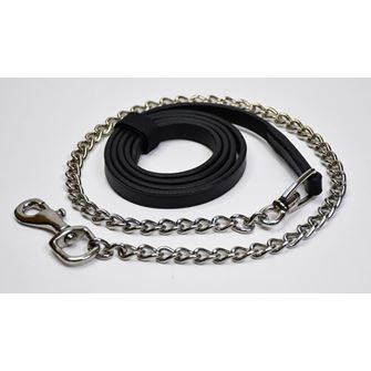Rhinegold Leather Lead And Chain (Black)