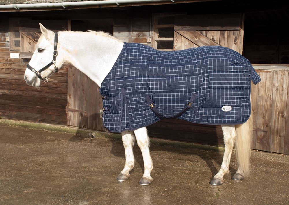 Rhinegold Chicago Lightweight Stable Quilted Rug - 100g (Navy/White Check)