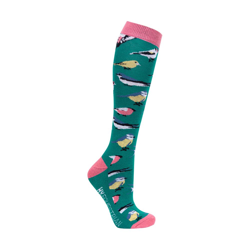Hy Equestrian Free As A Bird Socks - Pack of 3 (Fern/Pink)