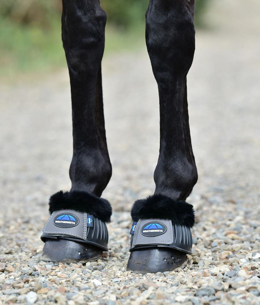 Weatherbeeta Tough-Tec Prime Fleece Trim Rubber Bell Boots (Black/Grey)