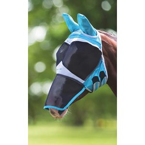 Shires FlyGuard Pro Fine Mesh Fly Mask with Ears & Nose (Teal)