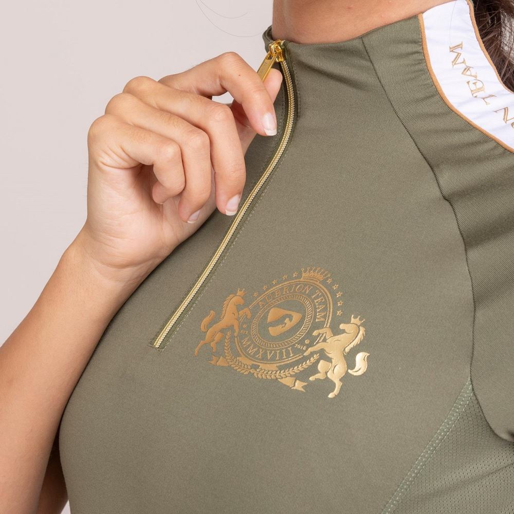 Shires Aubrion Team Short Sleeve Base Layer (Moss)