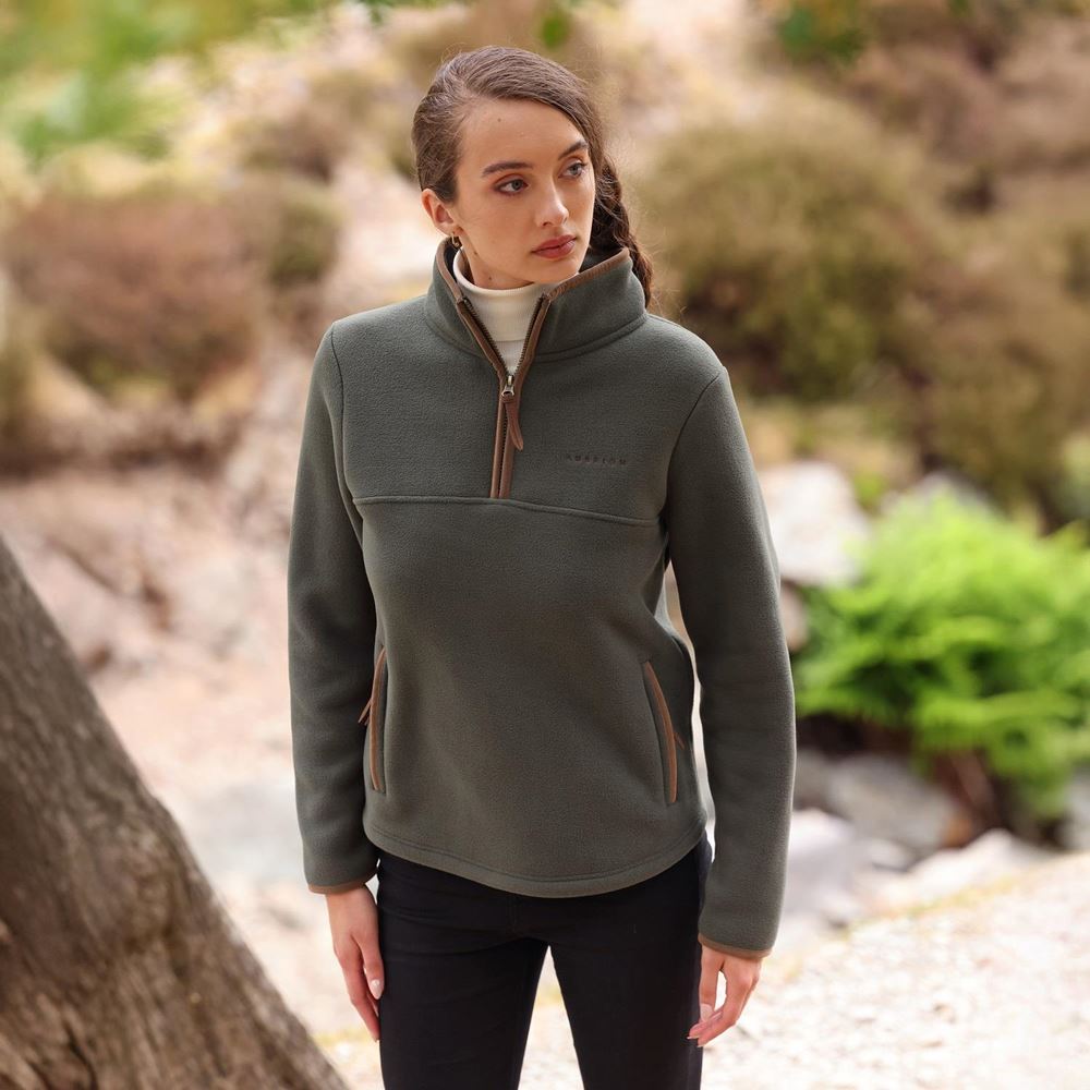 Shires Aubrion Core Ladies Half Zip Fleece (Green)