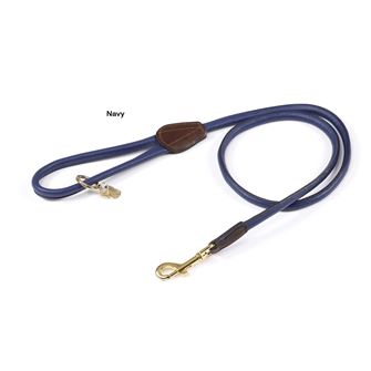 Shires Digby & Fox Rolled Leather Dog Lead (Navy)