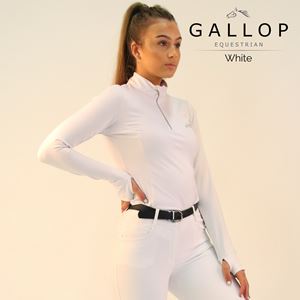 Gallop Ladies Long Sleeve Zipped Neck Base Layer (White)