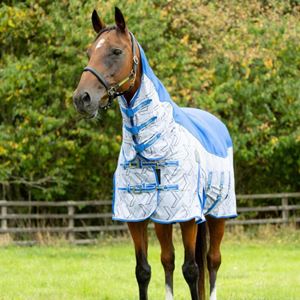 Hy Equestrian DefenceX Shield Quagga System Fly Rug (Blue/White)