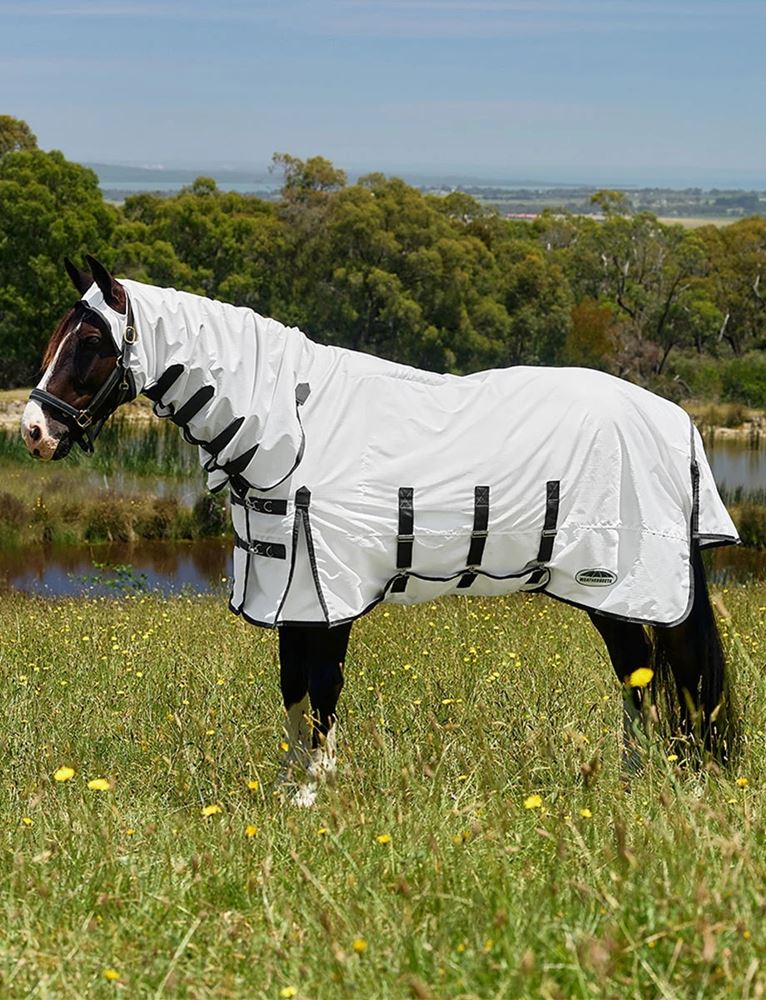 Weatherbeeta ComFiTec Sweet Itch Shield Fly Sheet Combo (White/Charcoal)