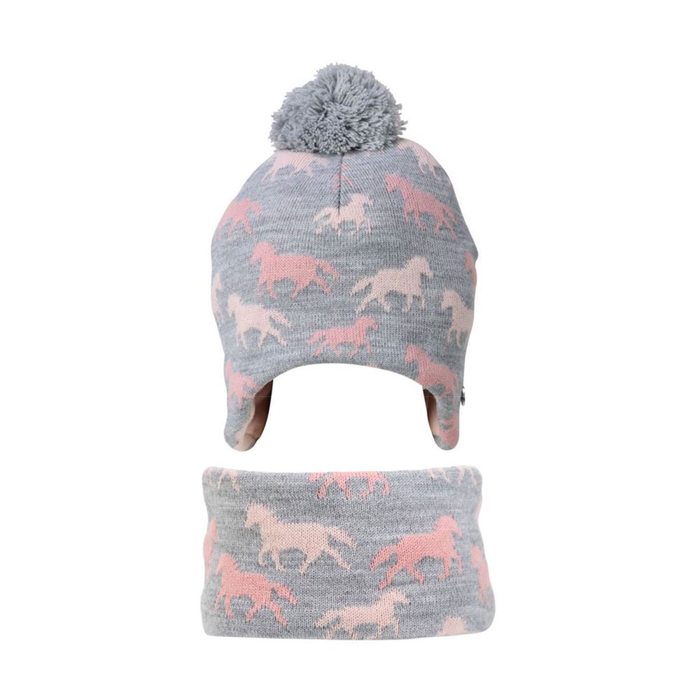 Hy Equestrian Flaine Hat and Headband Set (Grey/Pink)