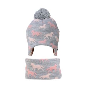 Hy Equestrian Flaine Hat and Headband Set (Grey/Pink)