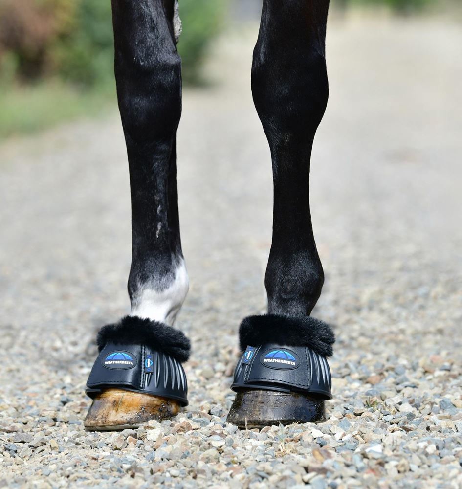 Weatherbeeta Tough-Tec Prime Fleece Trim Rubber Bell Boots (Black)