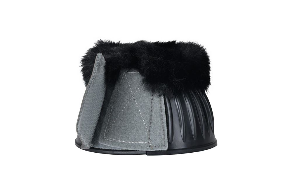 Weatherbeeta Tough-Tec Prime Fleece Trim Rubber Bell Boots (Black/Grey)