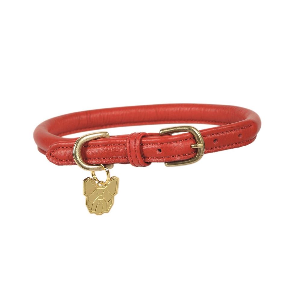Shires Digby & Fox Rolled Leather Dog Collar, XL to XXL