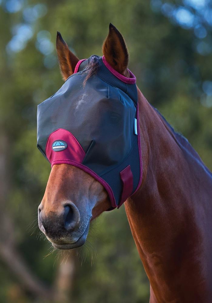 Weatherbeeta Comfitec Fine Mesh Fly Mask (Black/Burgundy)
