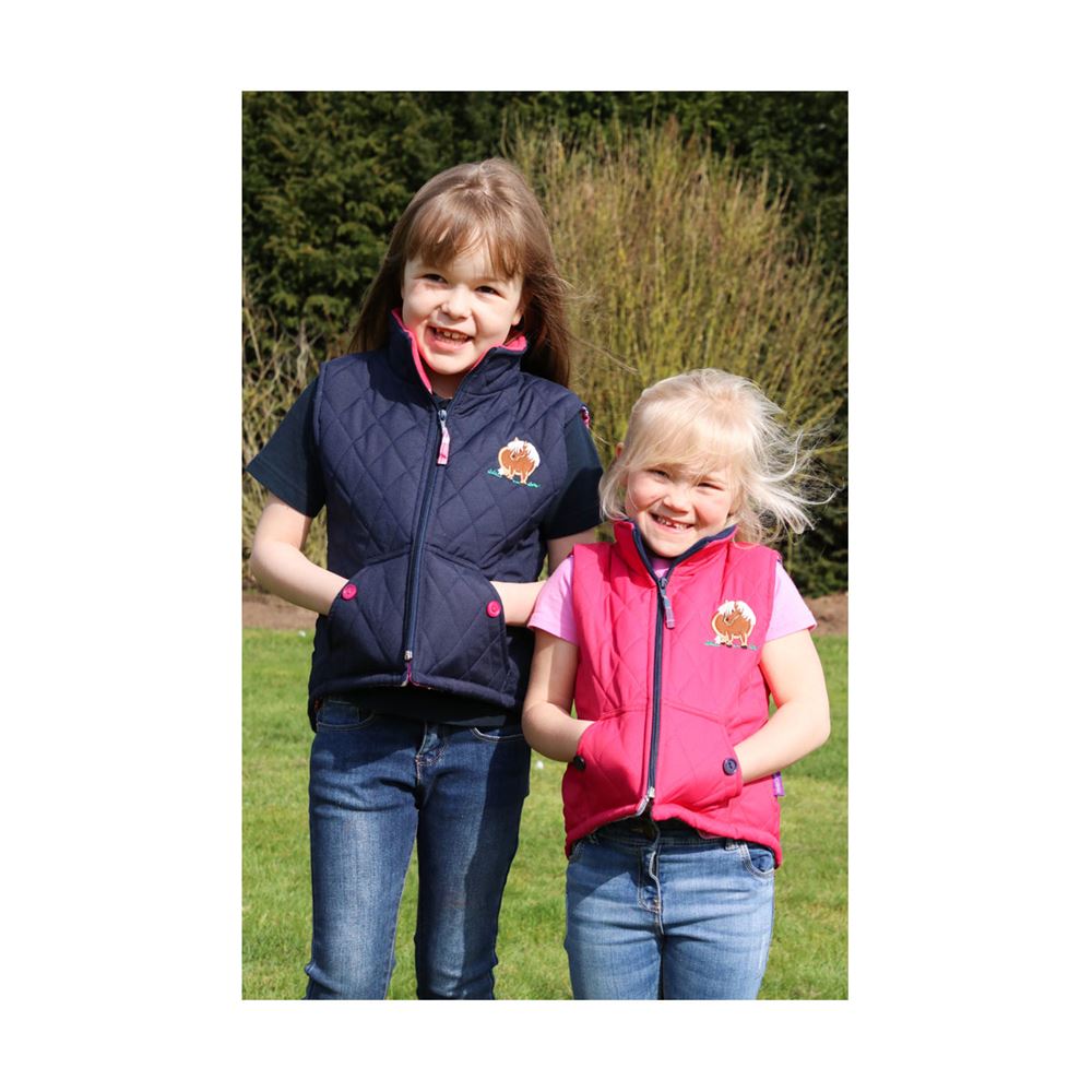 British Country Collection Three Fat Ponies Gilet - Child (Navy)