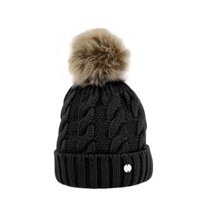 Hy Equestrian Melrose Cable Knit Bobble Hat (Black)