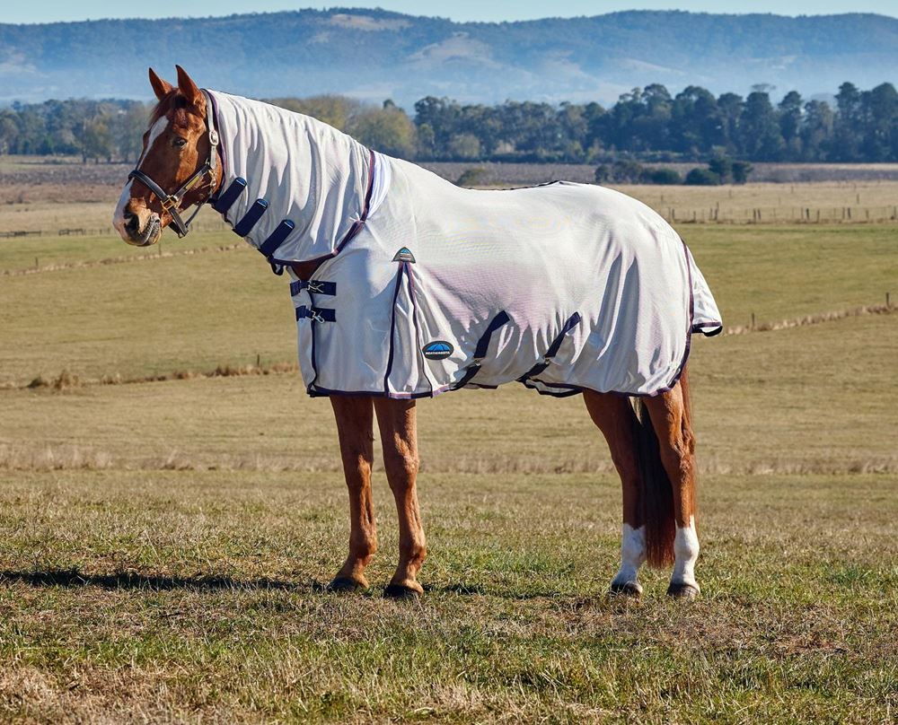 Weatherbeeta Comfitec Airflow Fly Sheet Detach-A-Neck (Grey/Navy/Burgundy)