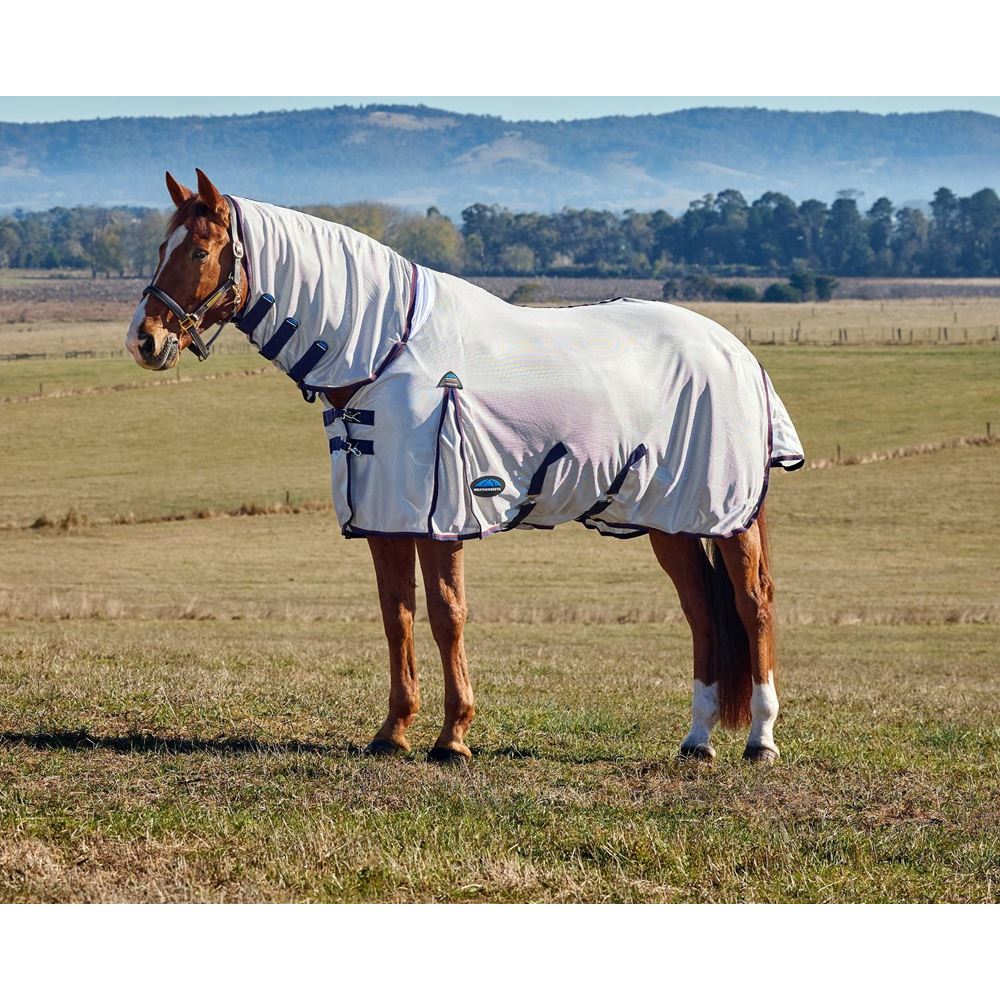 Weatherbeeta Comfitec Airflow Fly Sheet Detach-A-Neck (Grey/Navy/Burgundy)