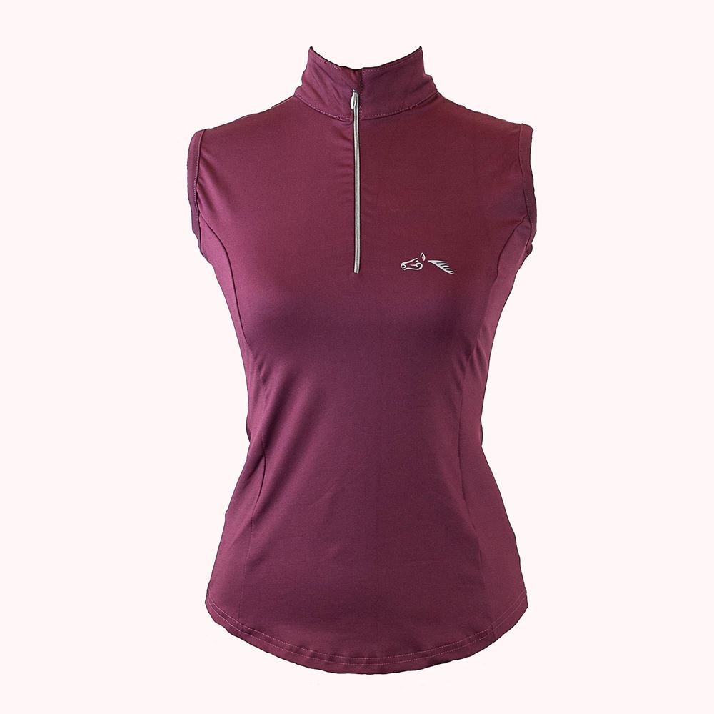 Gallop Sleeveless Zipped Neck Base-Layer (Burgundy)