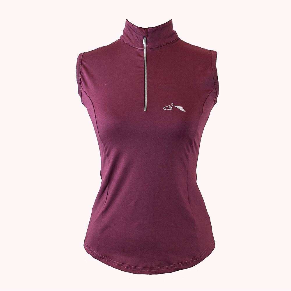Gallop Sleeveless Zipped Neck Base-Layer (Burgundy)