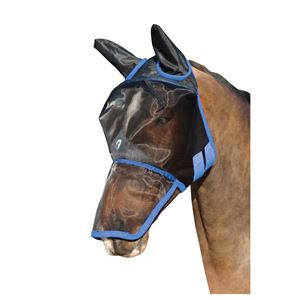 Hy Equestrian Mesh Full Mask with Ears and Nose (Black/Palace Blue)