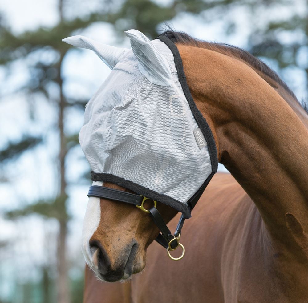 Horseware Amigo Fly Mask (Silver/Dark Grey)