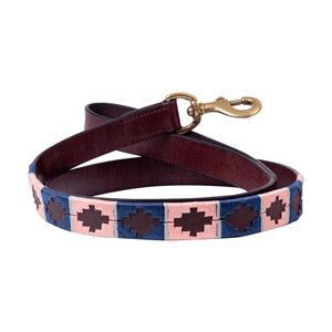 Benji & Flo Sublime Polo Leather Dog Lead (Navy/Rose)