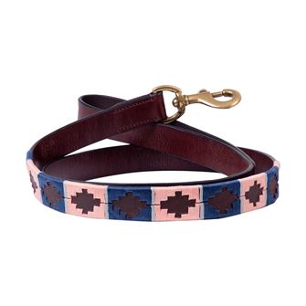 Benji & Flo Sublime Polo Leather Dog Lead (Navy/Rose)