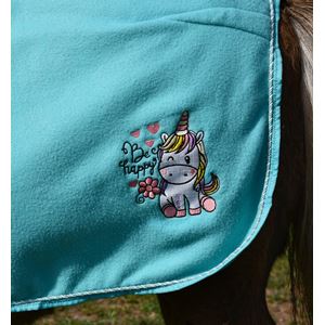 Rhinegold Unicorn Mini Embroidered Fleece Rug (Aqua)