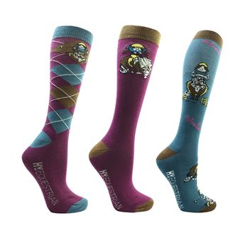 Hy Equestrian Thelwell Collection Socks - Child Pack of 3 (Pony Friends)