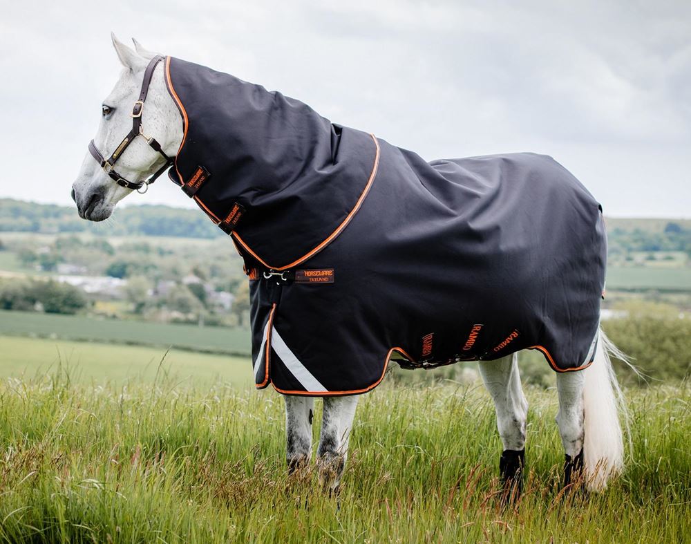 Horseware Rambo Supreme Turnout Medium 200g  (Black/Orange, Tan & Brown)