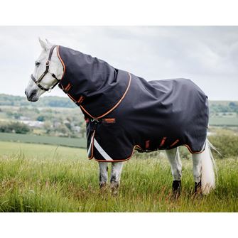 Horseware Rambo Supreme Turnout Medium - 200g (6'6" Black/Orange, Tan & Brown) *Clearance*