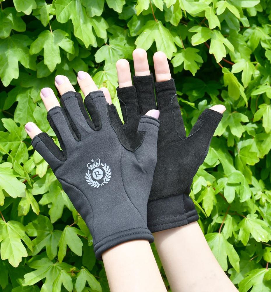 Rhinegold Fingerless Stretch Riding Glove (Black)