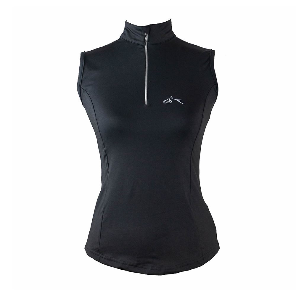 Gallop Sleeveless Zipped Neck Base-Layer (Black)