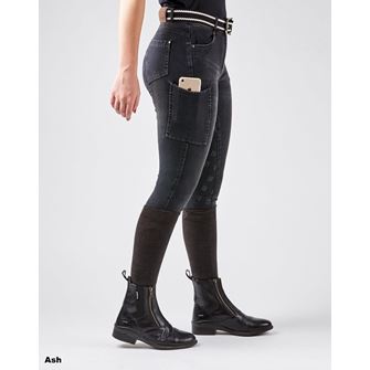 Dublin Shona Full Grip Silicone Print Denim Breeches (Ash)