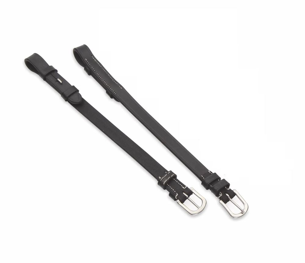 Shires Salisbury Bridle Cheek Pieces with Hook Studs (Black/Silver)