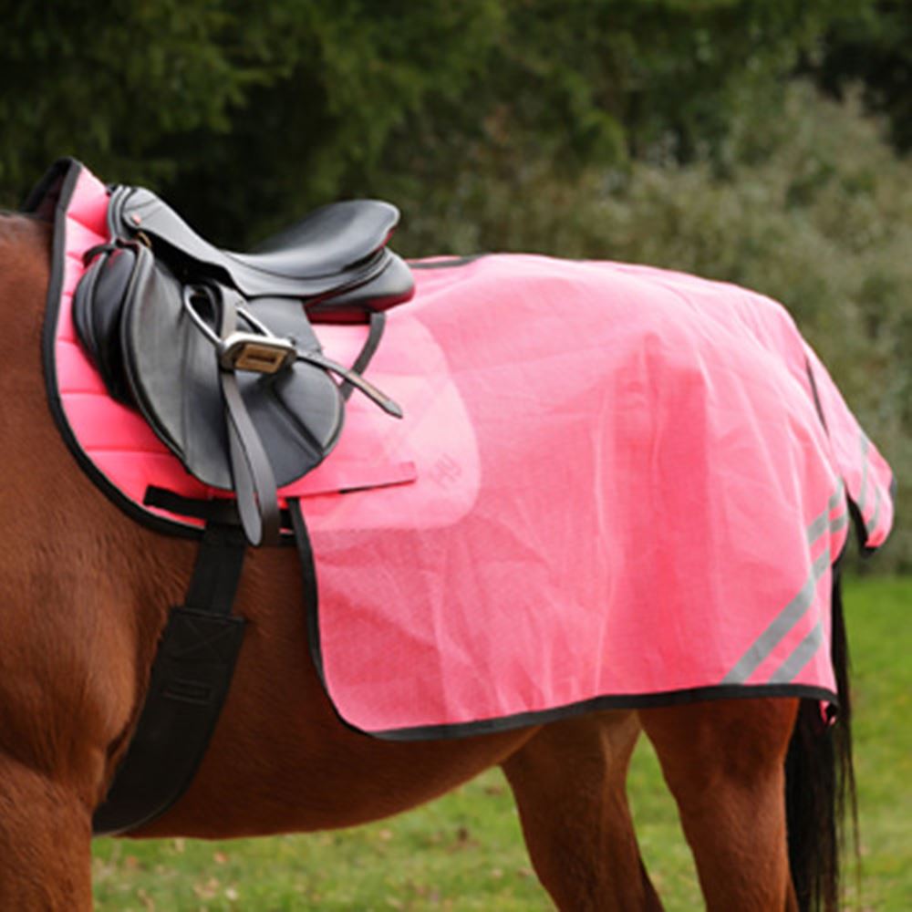 Reflector Summer Mesh Quarter Sheet by Hy Equestrian (Pink)